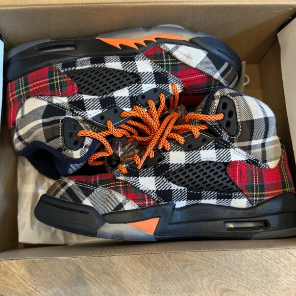 Air Jordan 5 Retro Plaid limited Sneakers Multicolor Black/Orange Size 4 - Picture 3 of 13